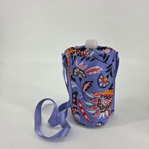 Vera Bradley Water Bottle Carrier Crossbody Bag Mural Garden  Floral Purple